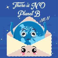 Cartoon of a planet earth in an envelope Earth day There is no plan b Vector