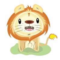 caricatura de un león kawaii. dibujos animados de animales - vector