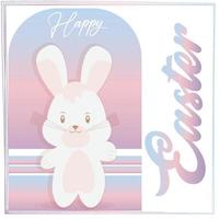 Funny cartoon of a rabbit Happy easter card Vector
