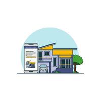 ilustración de vector de concepto de compra en línea de casa de ensueño. tecnología digital para compras