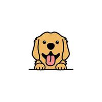 Cute golden retriever puppy smiling cartoon, vector illustration