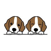 Cute beagle puppy cartoon, vector illustration