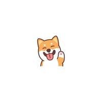 Cute shiba inu dog waving paw cartoon icon, vector illustration