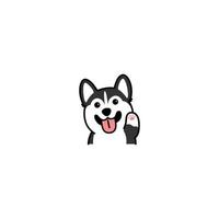lindo perro husky siberiano agitando la pata icono de dibujos animados, ilustración vectorial vector