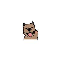 Cute pitbull dog waving paw cartoon icon, vector illustration