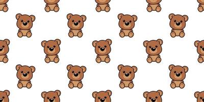 Cute bear cartoon seamless pattern, vector illustration