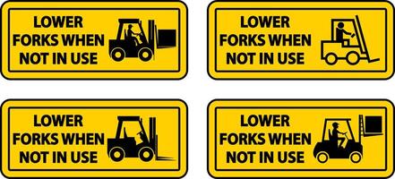 Lower Forks When Not In Use Label Sign On White Background vector