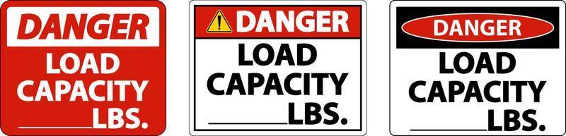Danger Load Capacity Label Sign On White Background vector