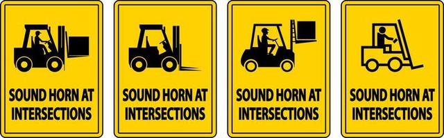 Sound Horn At Intersections Label Sign On White Background vector