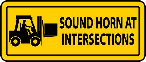 Sound Horn At Intersections Label Sign On White Background vector