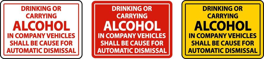 Alcohol Automatic Dismissal Label Sign On White Background vector