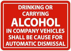 Alcohol Automatic Dismissal Label Sign On White Background vector