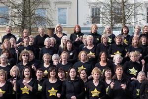 Cardiff, Wales, UK, 2014. The Rock Choir supporting Sport Relief day photo