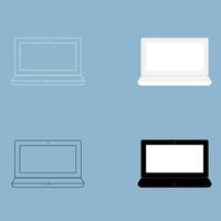 Laptop  the black and white color icon . vector