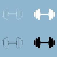 Dumbbell  the black and white color icon . vector