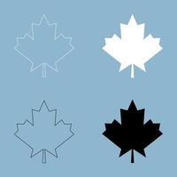 Maple leaf  the black and white color icon . vector