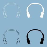 Headphones  the black and white color icon . vector