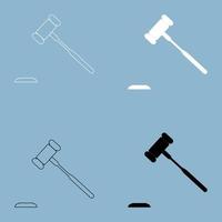 The judicial hammer  the black and white color icon . vector