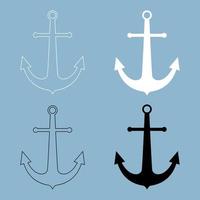 Marine anchor  the black and white color icon . vector