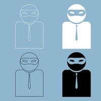 The man incognito in a mask  the black and white color icon . vector