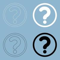 Question mark in a circle  the black and white color icon . vector