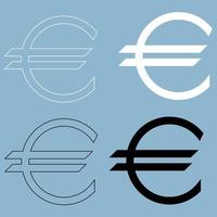 Euro symbol  the black and white color icon . vector