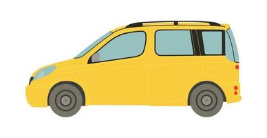 Minivan de pasajeros amarillo sobre un fondo blanco - vector