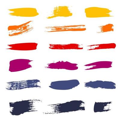 Set of different strokes of colored paint on a white background - Vector