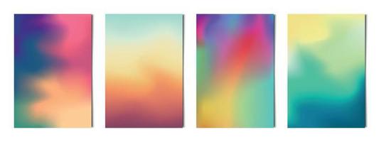 Set of 4 pcs abstract multicolored gradient backgrounds, templates for advertising, business cards, textures - Vector