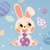 Easter Bunny on holiday background, postcard, banner, poster - Vector