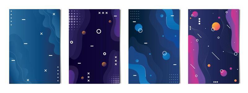 Set of 4 pcs abstract blue cyan backgrounds, templates for advertising, business cards, textures - Vector