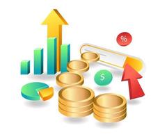 Flat isometric concept illustration. Pay Per Click internet marketing vector