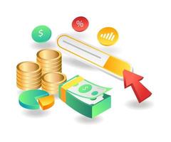 Flat isometric concept illustration. pay per click program vector