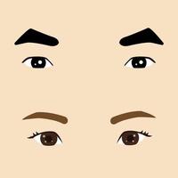 Set of cartoon eyes of male and female characters. Vector illustration