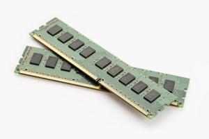 RAM memory module isolated on white background. Computer hardware photo