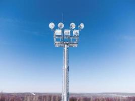 Aerial view of a mast with spotlights. photo