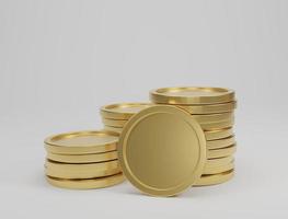 Gold coin stacks on white background. Banking and finance concept. 3D rendering photo