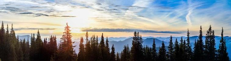 View of misty mountains in autumn photo