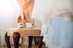 Elegant and stylish bridal shoes. photo