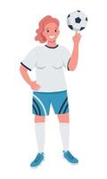 personaje de vector de color semiplano de jugador de fútbol femenino profesional