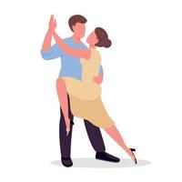 Man with woman practicing latin dance class semi flat color vector characters