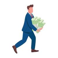 Rich man semi flat color vector character