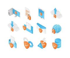 icon about cloud storage security in isometric style
