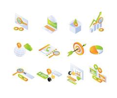 icons about search engine optimization SEO in isometric style vector