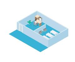 Illustration of health consultation in clinic in isometric style vector