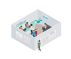 Illustration of registration and waiting room in isometric style