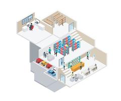 An isometric vector illustration of an office building