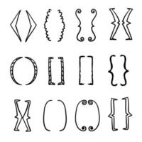 doodle bracket set illustration vector handdrawn style