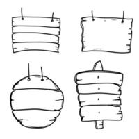 ilustración de tablero de madera dibujada a mano en blanco con estilo de dibujos animados de garabato vector