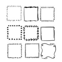 handdrawn square doodle frame collection vector